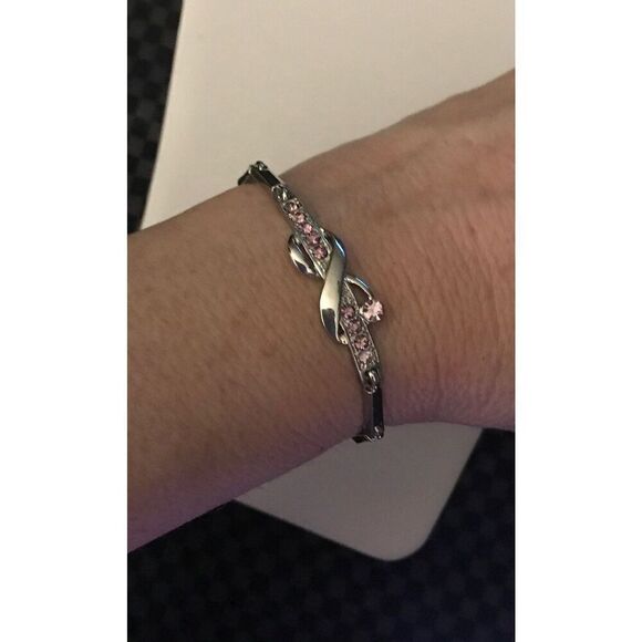 Silver Pink Sapphire Infinity Bracelet - Picture 4 of 4